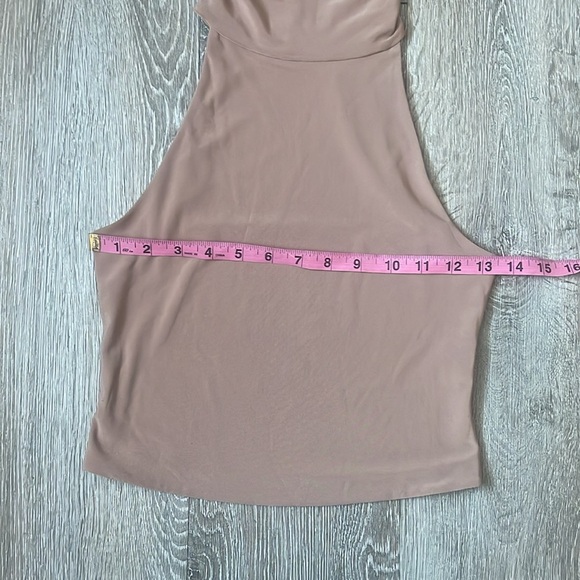 Women's Open Edit Mock Neck Sleeveless Top, Size small tan nude - Picture 2 of 5